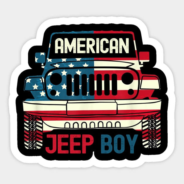 American Jeep Boy Usa flag jeep Sticker by Oska Like